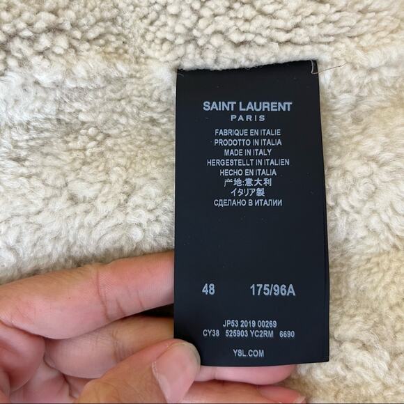 Saint Laurent Red Suede Boyfriend Shearling Jacket NWT XLarge - Picture 9 of 11